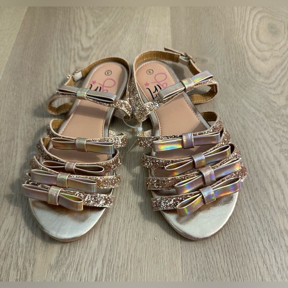 NWOT Olivia Miller Little Girls Size 3 Slingback Sandals in Rose Gold Glitter - Picture 1 of 4